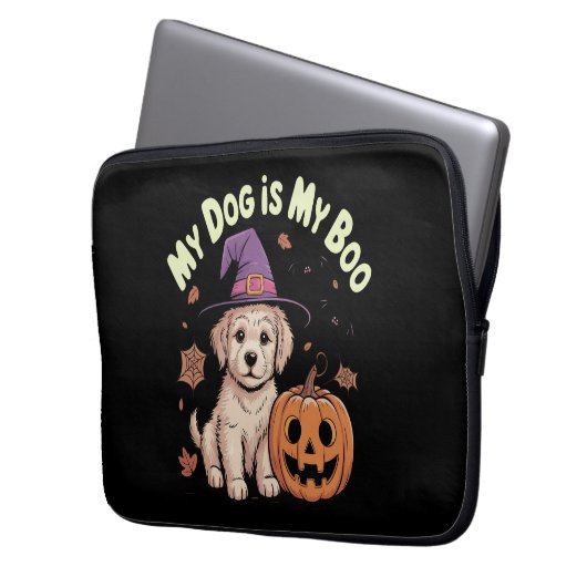 Mein Hund ist mein Boo Halloween Laptopschutzhülle (Vorderseite Links)