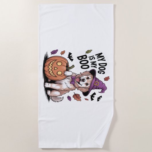 Mein Hund ist mein Boo Halloween Strandtuch (Vorderseite)