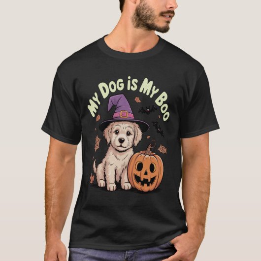 Mein Hund ist mein Boo Halloween T-Shirt (Vorderseite)
