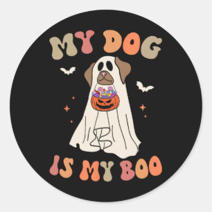 Mein Hund ist mein Booghost, der Halloween-Hund Lo Runder Aufkleber