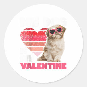 Mein Hund ist mein Valentin - Tattoo Shih Tzu Anim Runder Aufkleber