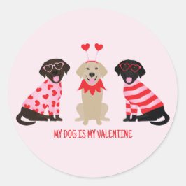 Mein Hund ist mein Valentine Labrador Retriever Hu Runder Aufkleber