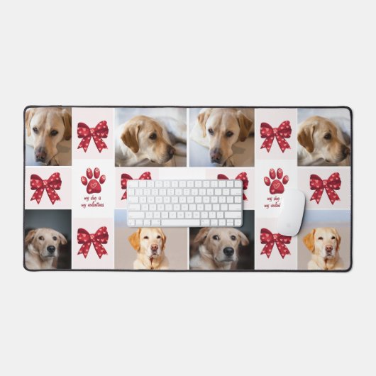Mein Hund ist mein Valentiner, der 4 Fotos verbrau Schreibtischunterlage (Tastatur & Maus)