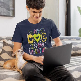 Mein Hund ist mein Valentiner farbiger Retro-Typog T-Shirt