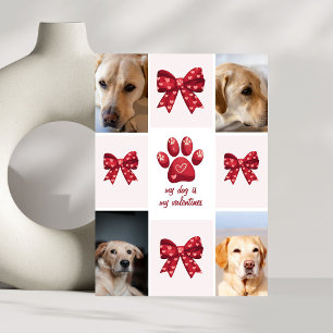 Mein Hund ist mein Valentins-Bow 4 Fotos Feiertagskarte