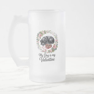 Mein Hund ist mein Valentinsgruß Florales Hundelie Mattglas Bierglas