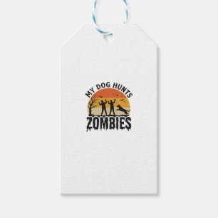 Mein Hund jagt Zombies Vintage Halloween Hund Art_ Geschenkanhänger