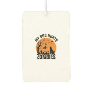 Mein Hund jagt Zombies Vintage Halloween Hund Desi Autolufterfrischer