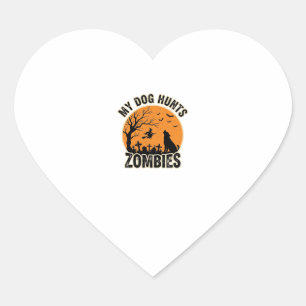 Mein Hund jagt Zombies Vintage Halloween Hund Desi Herz-Aufkleber