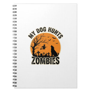 Mein Hund jagt Zombies Vintage Halloween Hund Desi Notizblock