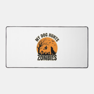 Mein Hund jagt Zombies Vintage Halloween Hund Desi Schreibtischunterlage
