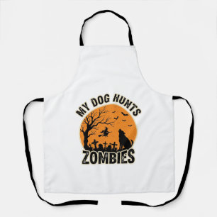 Mein Hund jagt Zombies Vintage Halloween Hund Desi Schürze
