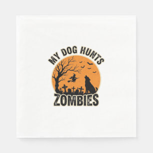 Mein Hund jagt Zombies Vintage Halloween Hund Desi Serviette