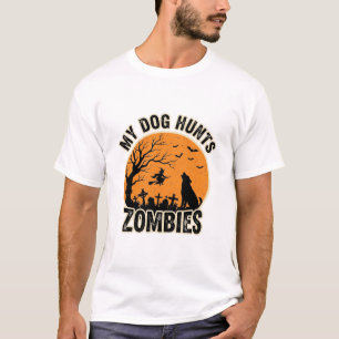 Mein Hund jagt Zombies Vintage Halloween Hund Desi T-Shirt