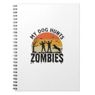 Mein Hund jagt Zombies Vintage Halloween Hund Kuns Notizblock