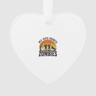 Mein Hund jagt Zombies Vintage Halloween Hund Kuns Ornament