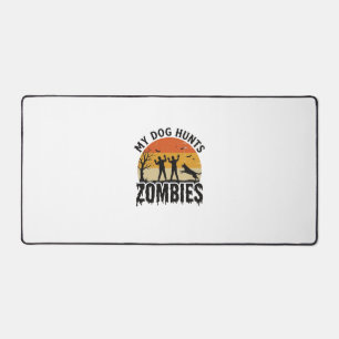 Mein Hund jagt Zombies Vintage Halloween Hund Kuns Schreibtischunterlage