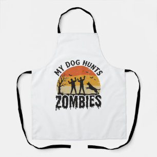Mein Hund jagt Zombies Vintage Halloween Hund Kuns Schürze
