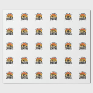 Mein Hund jagt Zombies Vintage Halloween Hundekuns Geschenkpapier