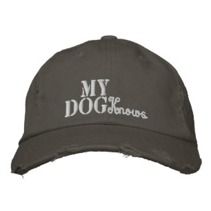Mein Hund kennt Zitat Rustikales Gelb Vintage Grau Bestickte Baseballkappe