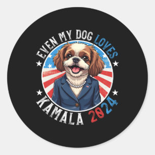 Mein Hund Lieben Kamala 2024 Shih Tzu Lover Funny Runder Aufkleber