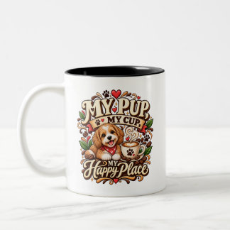Mein Hund Mein Becher Glücklicher Ort Hunde Liebha Zweifarbige Tasse
