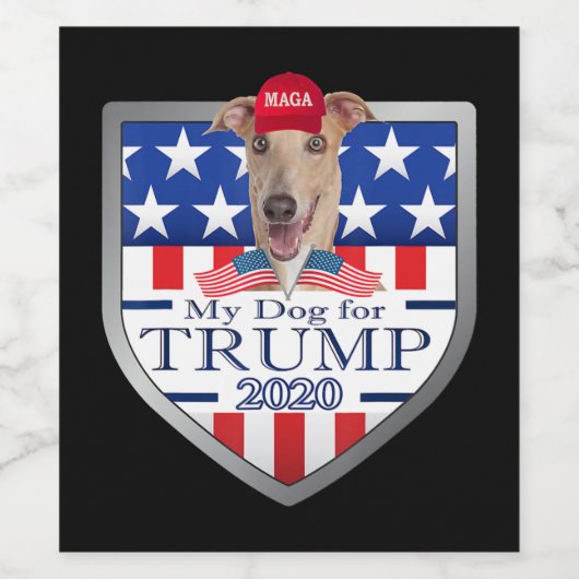 Mein Hund Trump 2020 Windhund mit Brille Weinetikett (Einzelnes Label)