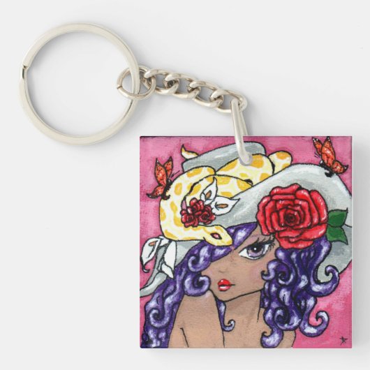 "Mein Hut ist fabelhaft!" Schlüsselkette Schlüsselanhänger (Vorderseite)