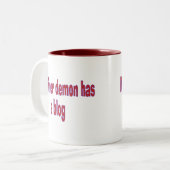 Mein innerer Dämon hat einen Blog Zweifarbige Tasse (Vorderseite Links)