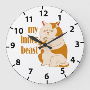 Mein inneres Biest fauler dicker Kater Motivations Große Wanduhr