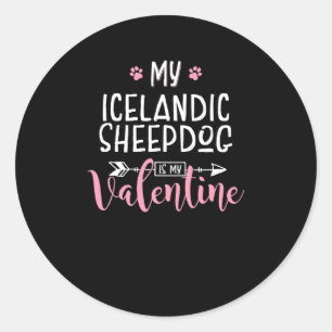 Mein isländischer Schafhund ist mein Valentiner Pa Runder Aufkleber
