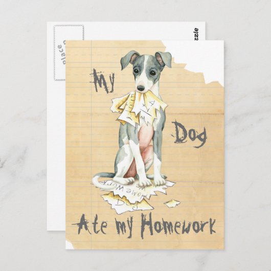 Mein italienischer Greyhound Ate Meine Hausaufgabe Postkarte (Vorne/Hinten)