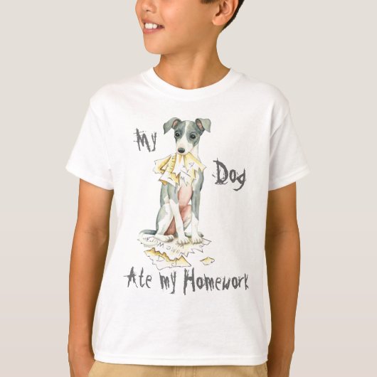Mein italienischer Greyhound Ate My Hausaufgaben T T-Shirt (Vorderseite)