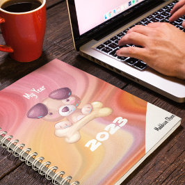 Mein Jahr Niedlicher Hund auf Marmor mit Namen Planer