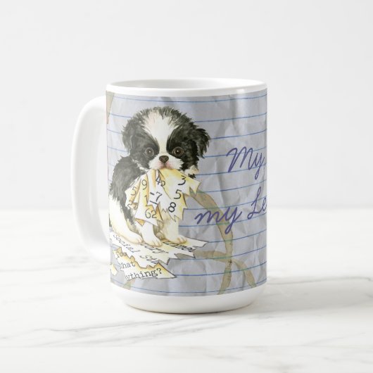 Mein japanischer Chin Ate my Lessingplan Kaffeetasse (Vorderseite Links)