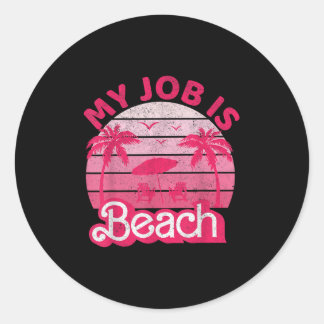 Mein Job ist Beach Retro Vintager, lustiger Gesche Runder Aufkleber