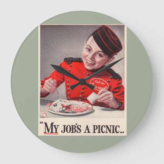 Mein Job ist ein Picnic Große Wanduhr (Vorderseite)