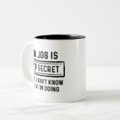 Mein Job ist geheim Zweifarbige Tasse (Vorderseite Links)
