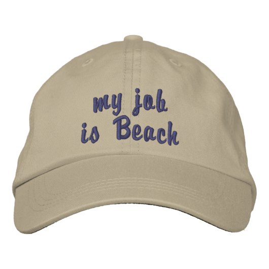 "Mein Job ist Strand" bestickt mit Baseballkappe Bestickte Baseballkappe (Vorderseite)