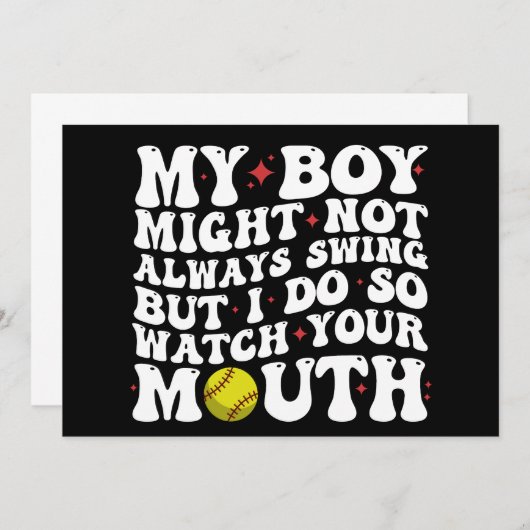 Mein Junge mag nicht immer schwingen, aber ich seh Einladung (Vorne/Hinten)