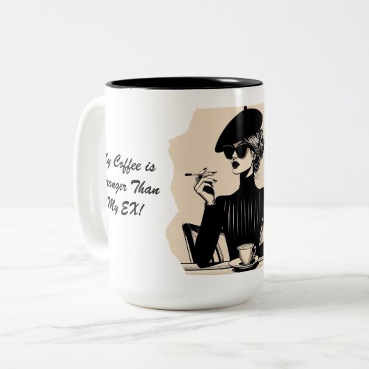 Mein Kaffee ist stärker als meine EX-Tasse Zweifarbige Tasse (Vorderseite Links)