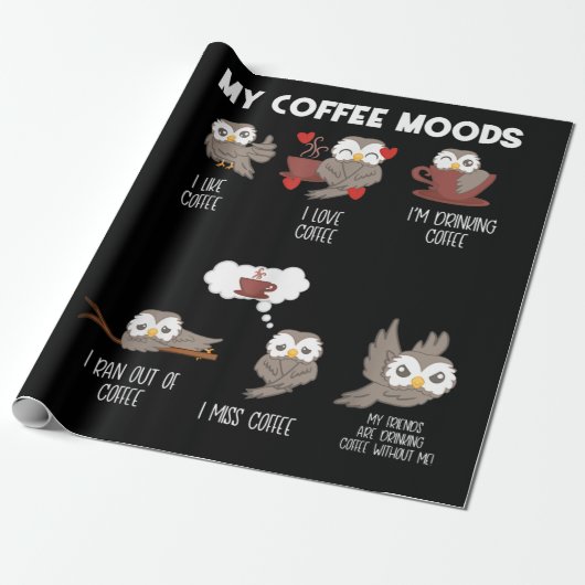 Mein Kaffee Moods Geschenk Owl Liebhaber Kaffee Ge Geschenkpapier (Ungerollt)
