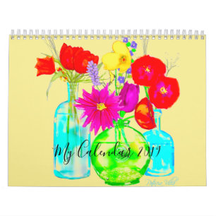 Mein Kalender 2019 verziert mit farbenfrohen Blume