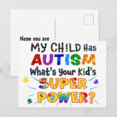 Mein Kind hat AUTISMUS Was ist der SUPER-POWER dei Postkarte (Vorne/Hinten)