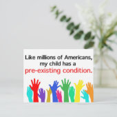 Mein Kind hat einen vorbestehenden Zustand. Gesund Postkarte (Stehend Vorderseite)