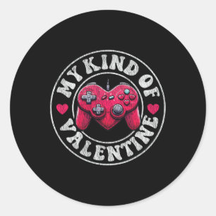 Mein Kind Valentine Gamer Cool Valentinstag Girl B Runder Aufkleber
