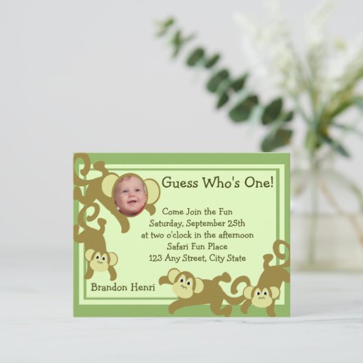 Mein kleiner Affe/Foto Einladungspostkarte (Stehend Vorderseite)