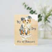 Mein kleiner amerikanischer Schäferhund Ate Meine Postkarte (Stehend Vorderseite)