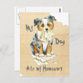 Mein kleiner amerikanischer Schäferhund Ate Meine Postkarte (Vorne/Hinten)
