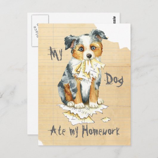 Mein kleiner amerikanischer Schäferhund Ate Meine Postkarte (Vorne/Hinten)